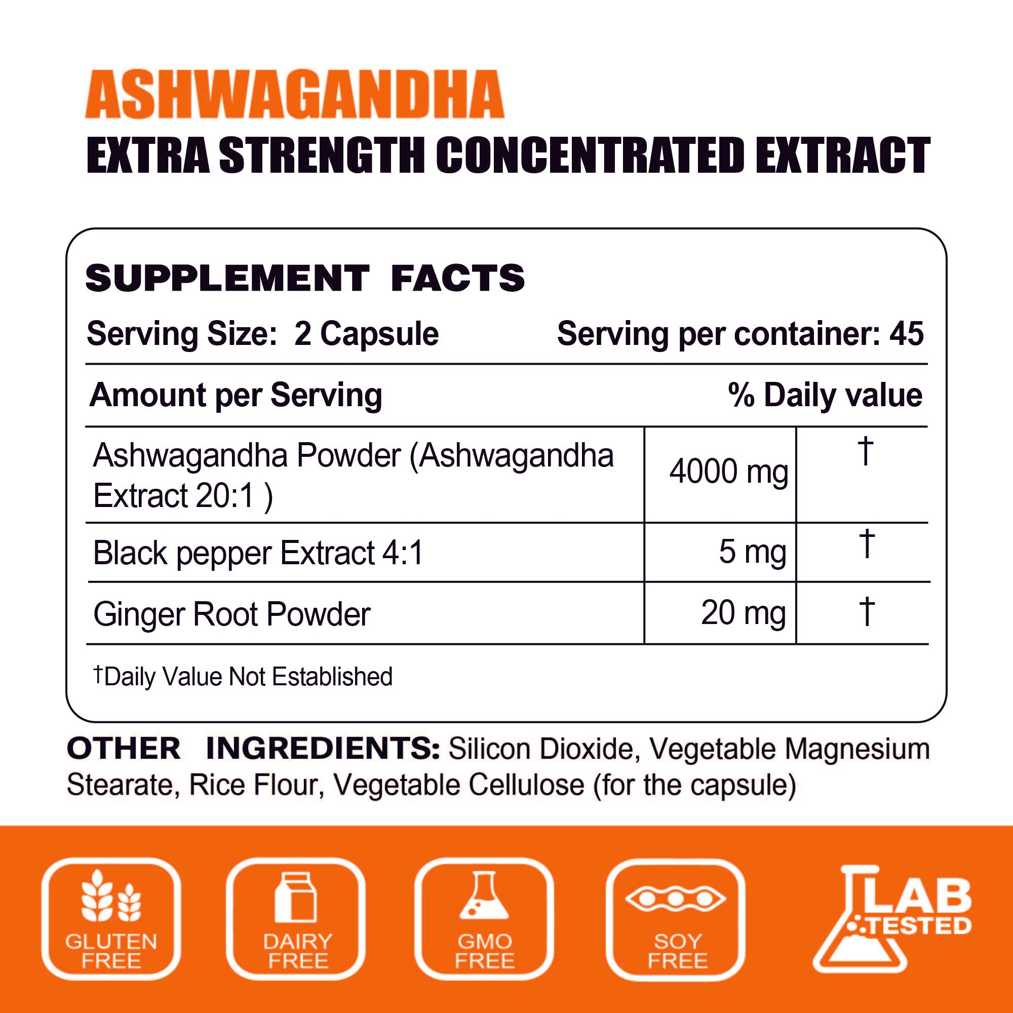 Ashwagandha 4000mg Maximum Strength, Optimized Absorption with Black Pepper and Ginger Root, Natural Adaptogen Mood & Stress Support, Sleep & Energy Support, 90 Vegan Capsules 1 Month