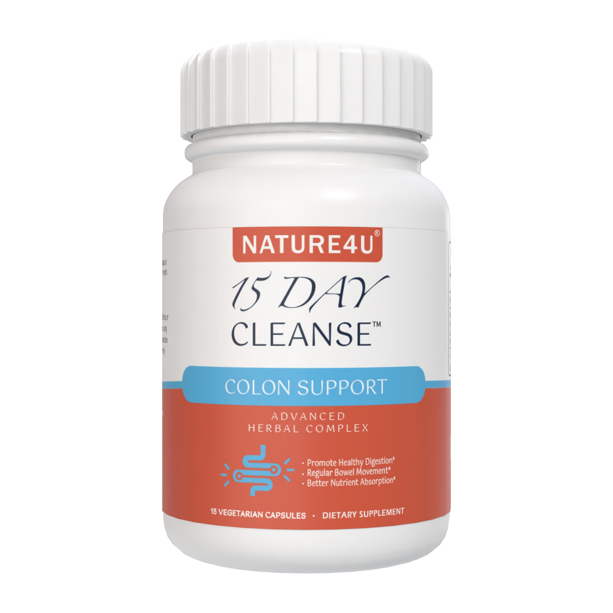 15 Day Cleanse Gut Support, Advanced Gentle Daily Colon Gut Cleanse Detox, 15 Capsules