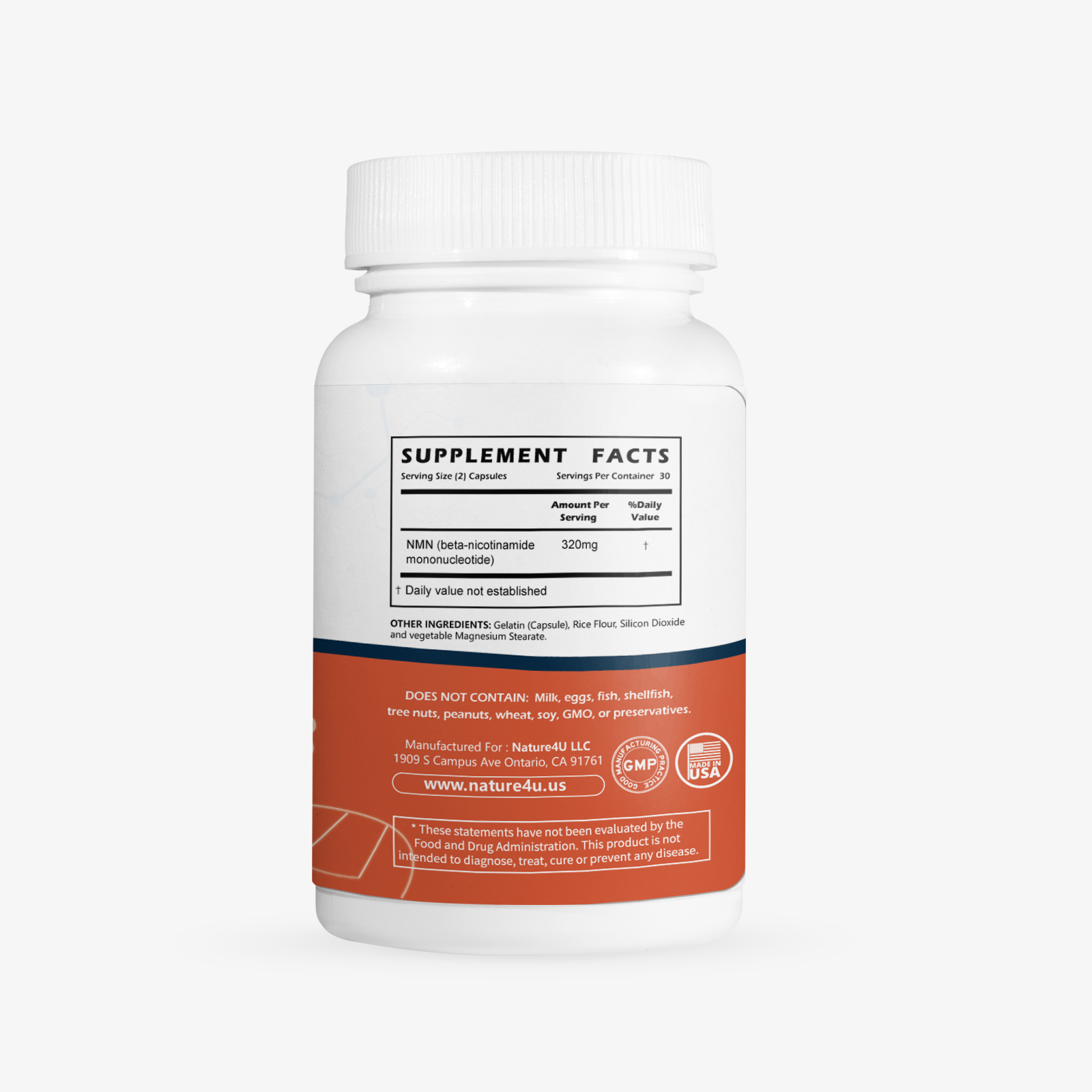 NMN Stabilized Form 320mg NAD+ Supplement Capsules