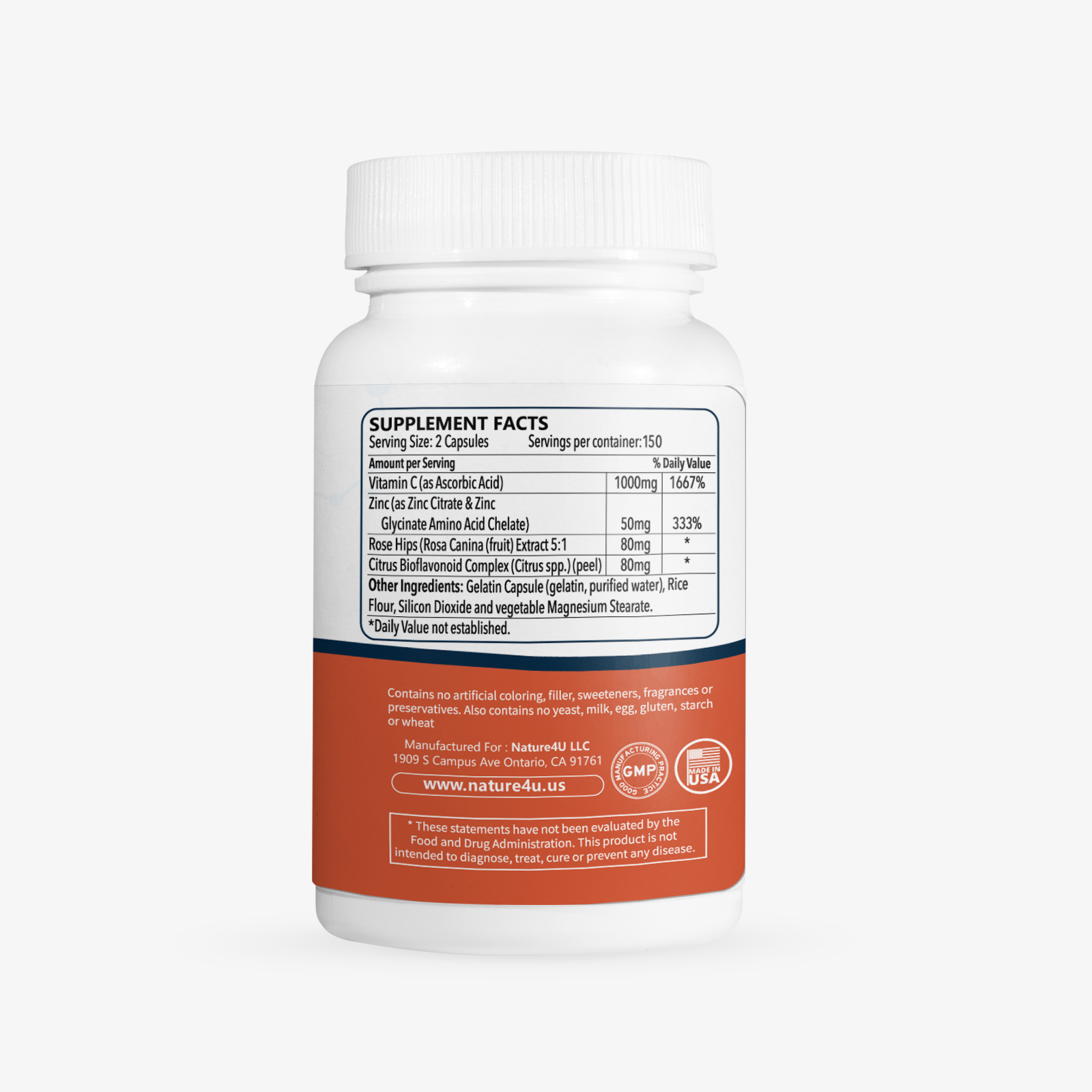 Vitamin C 1000mg with Zinc  for Immune Support Health 300 Capsules