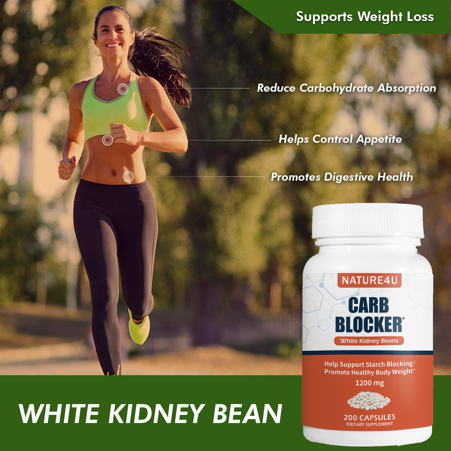 White Kidney Bean 1200mg Supplement 100 Capsules