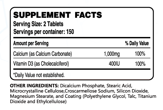 Calcium with Vitamin D3 300 Tablets