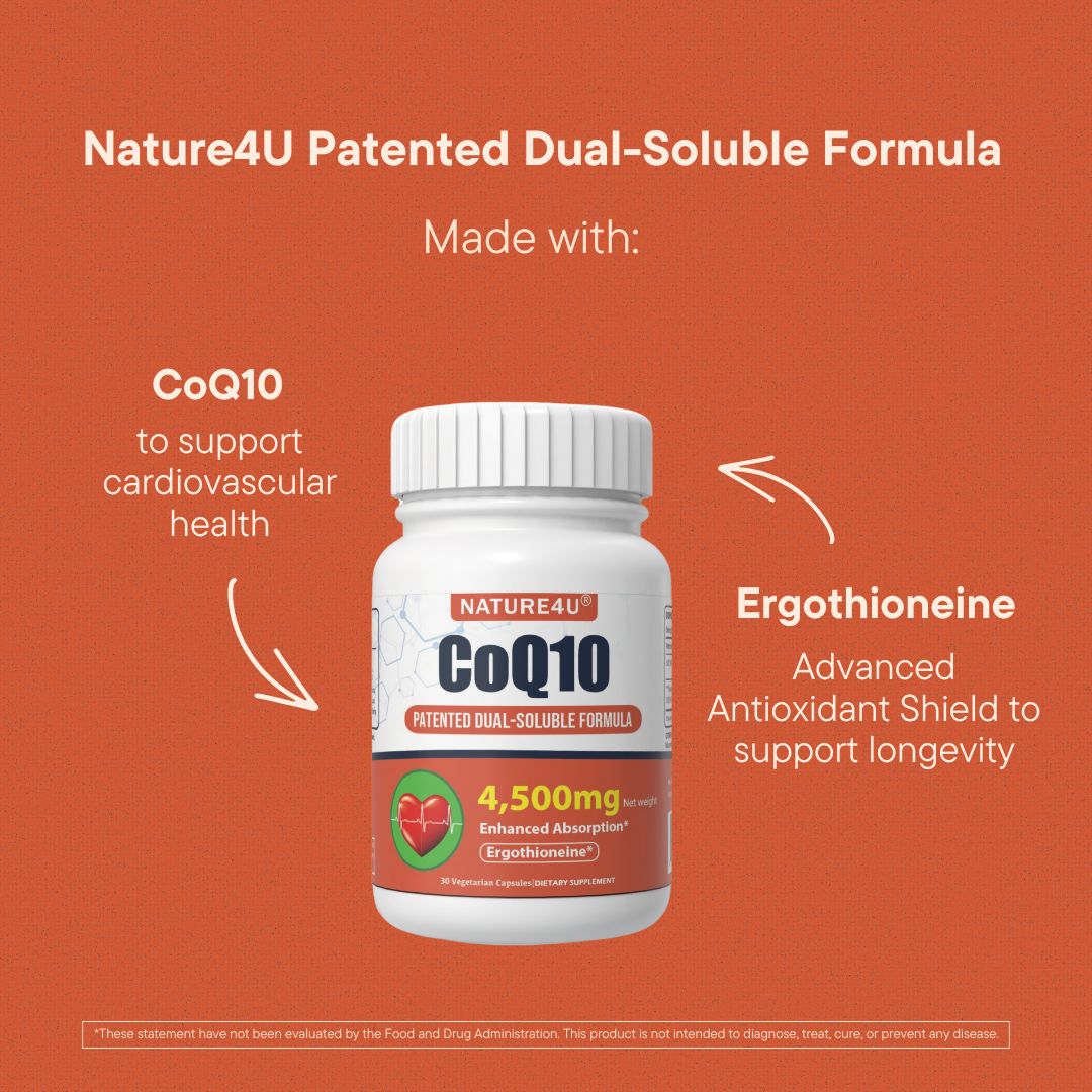 CoQ10 150mg Capsule with L-Ergothioneine - Enhanced Absorption, Antioxidant for Heart Health & Energy Production, Coenzyme Q10 Patented Dual-Soluble Formula, 1 Month Supply, 30 Count
