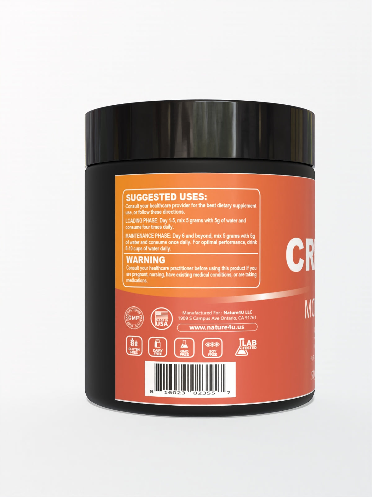 Micronized Creatine Monohydrate Powder 500G, Muscle Gain, Improve Strength and Performance, Unflavored, 100 Serving