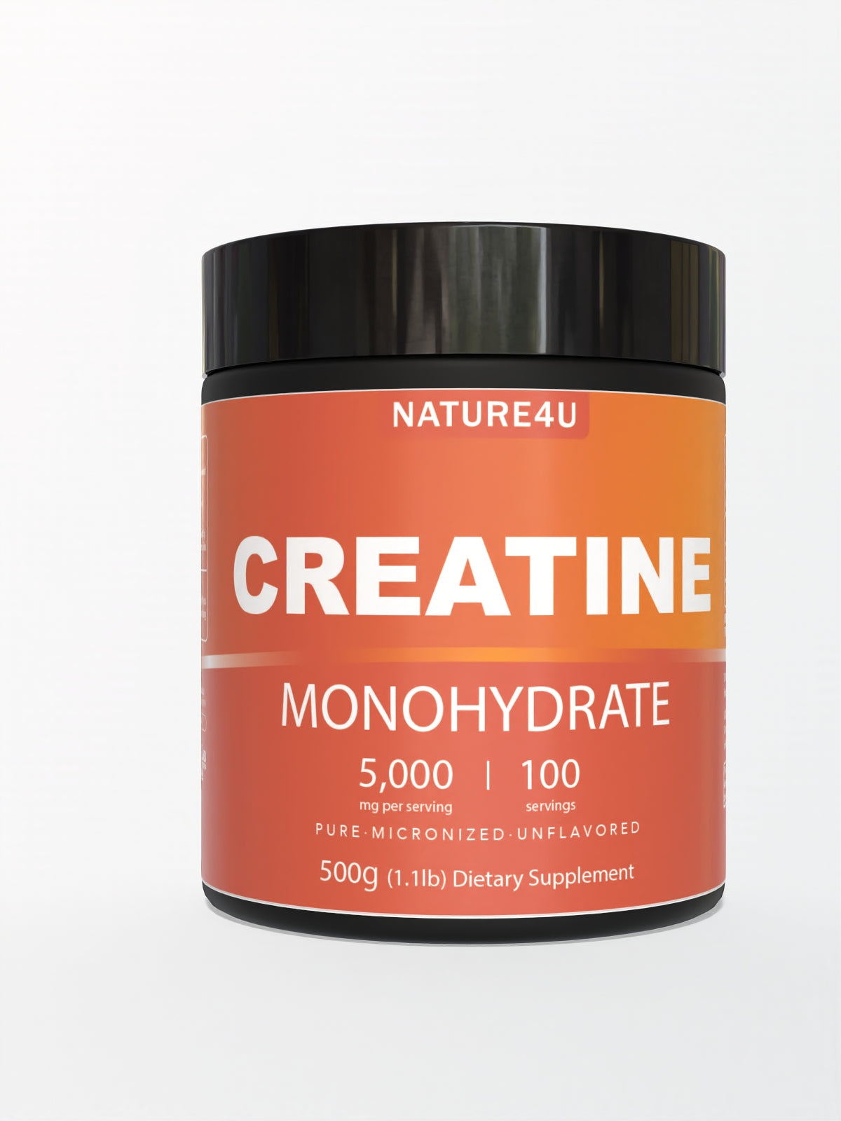 Micronized Creatine Monohydrate Powder 500G, Muscle Gain, Improve Strength and Performance, Unflavored, 100 Serving