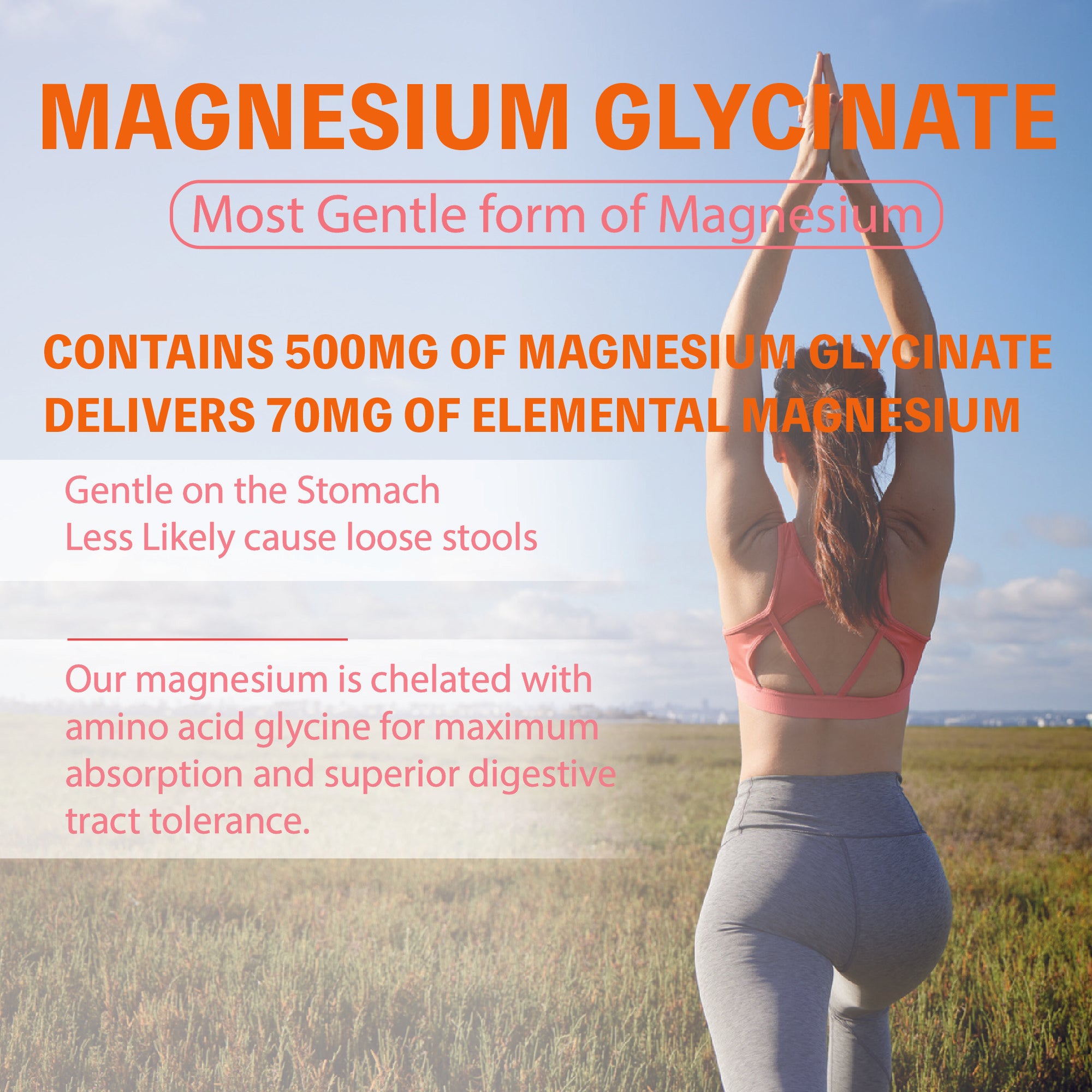 Magnesium Glycinate 500mg, Sleep, Muscle, Heart, Never and Bone Support, 180 Capsules