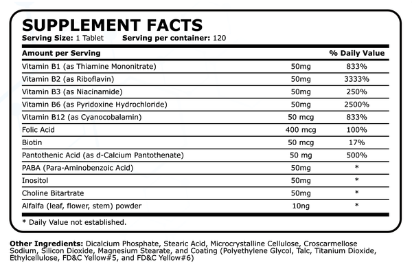 Vitamin B Complex - All B Vitamins 120 Tablets | Dietary Supplements